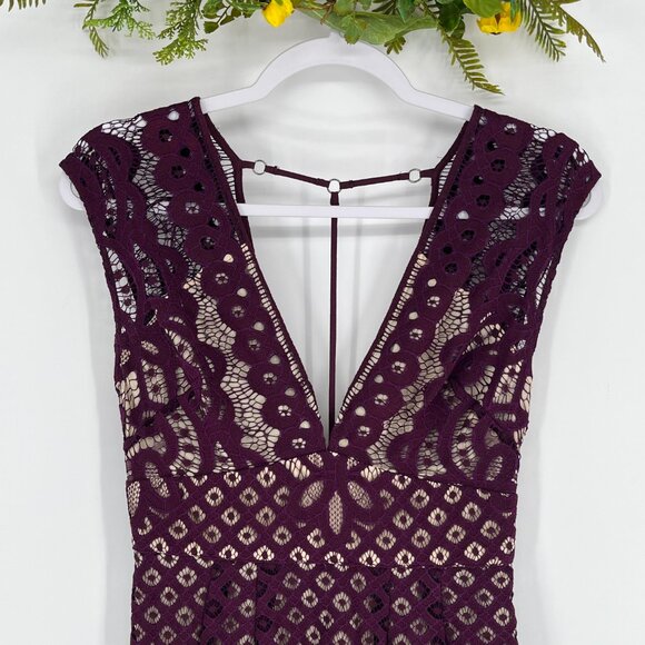 Free People One Million Lovers Lace Mini Dress Burgundy Boho Holiday Party - Picture 3 of 15